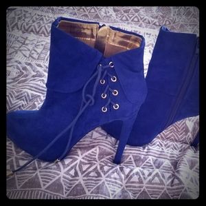 Ophelia blue high-heel booties
